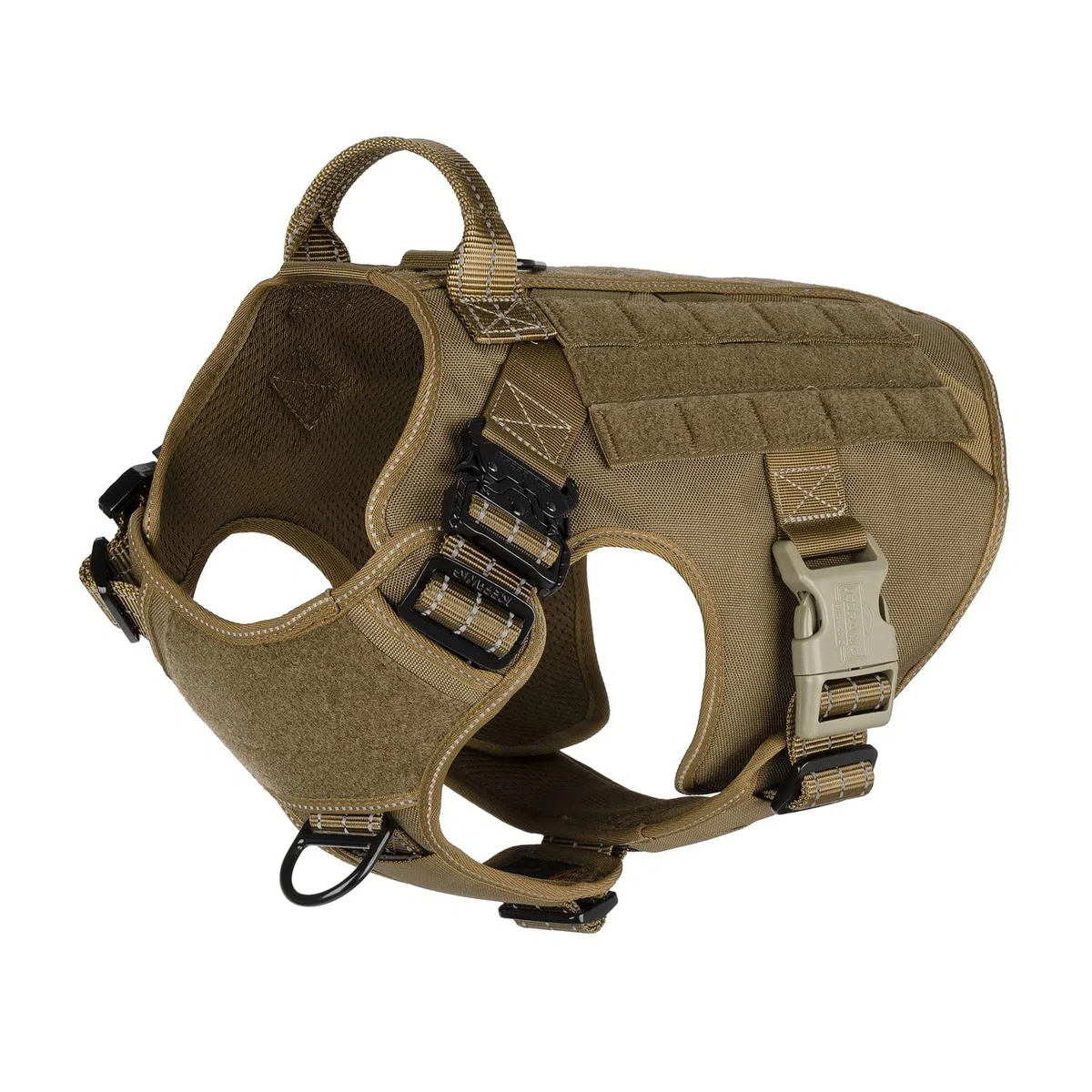 ICEFANG Arnés táctico para perro grande, chaleco Molle militar para perro de trabajo, sin tirar, hebilla de metal fácil de poner (circunferencia de 28 a 35 pulgadas), CB-Molle mitad cuerpo)