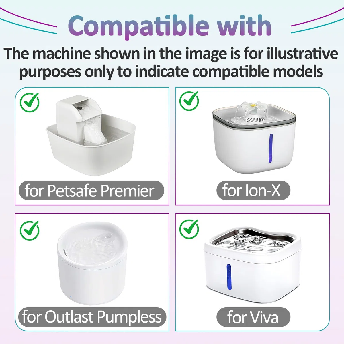 24 filtros de fuente de agua para gatos compatibles con Petsafe Premier | Compatible con fuente de agua Outlast Pumpless, Ion-X y Viva, doble filtración, cuadrada (negro)