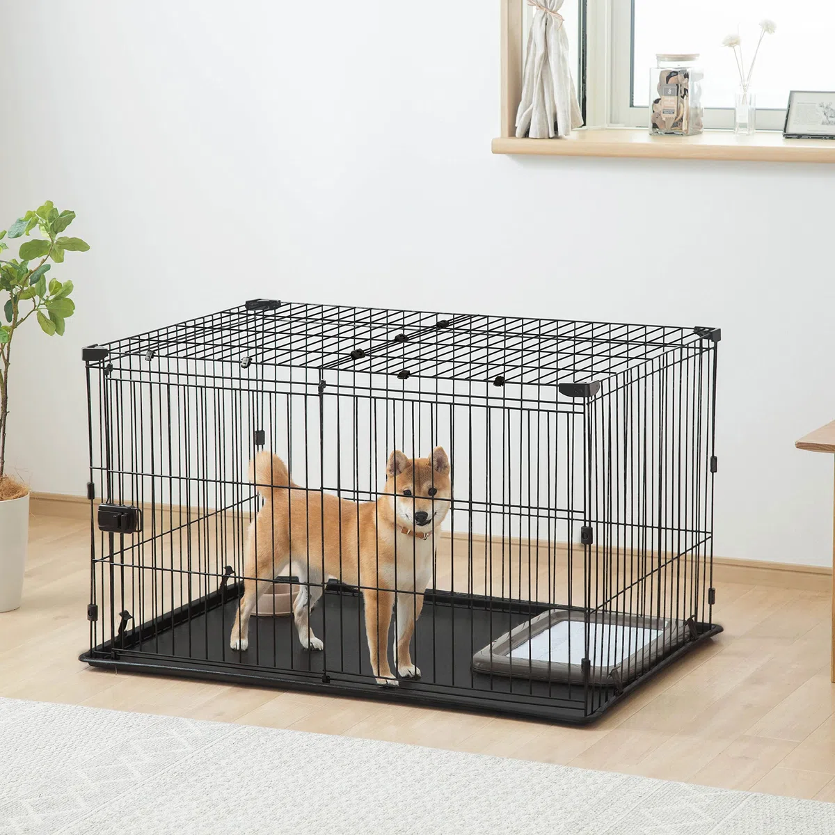 Iris Ohyama Parque para Perros con Puerta y Cerradura, H66cm, Marrón, Techo, Jaula Gatos, Vallas, Corralito, para para Interiores, Exteriores, Conejo, Cercado, Corral Perro, Mascotas, STS-1200TY