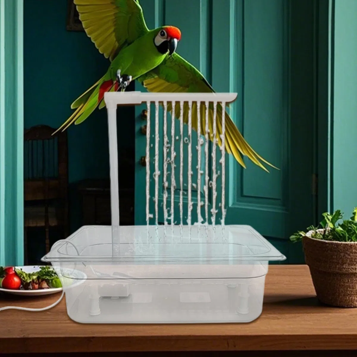 Baño automático de loros, bañera automática de loro Baño de aves a presión | Bañera de amor con presión de agua ajustable, bañera de ducha de periquito para cacatina africano gris