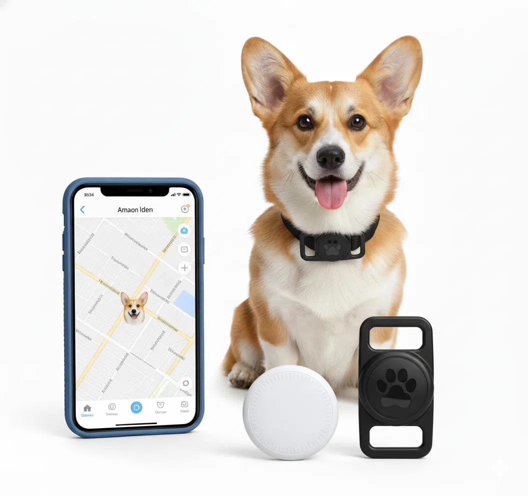 Collar inteligente 2 en 1 para seguimiento de mascotas (solo iOS), collar de perro con rastreador GPS sin tarifa mensual, ubicación en tiempo real, cómoda etiqueta de seguimiento de poliuretano para