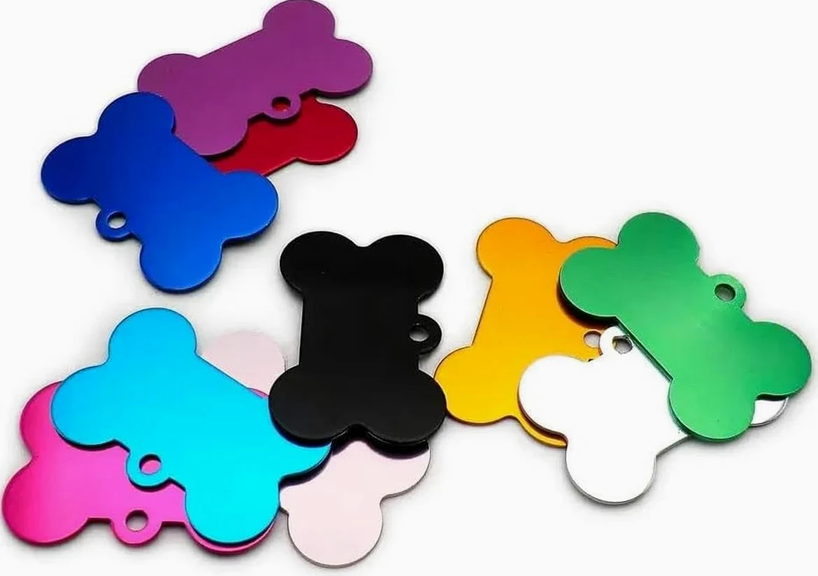 100 piezas de etiquetas de identificación para mascotas, etiquetas con nombre y número para mascotas, placas de identificación personalizadas de aluminio grabadas, etiquetas para mascotas en albo, et