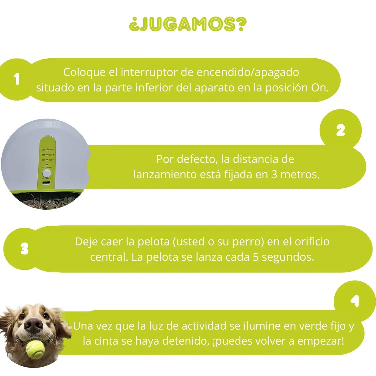Climsom Lanzador Automático de Pelotas para Perros Ballouf Juguete Interactivo con 6 Pelotas - Batería Recargable 5h - 3 Distancias Ajustables - Idea