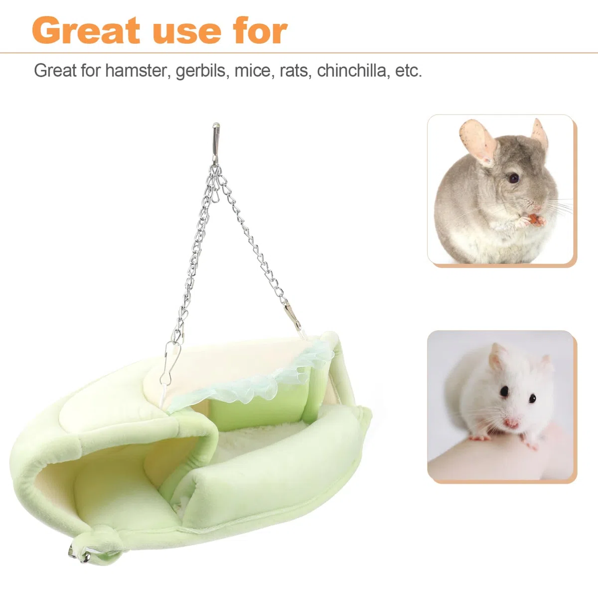 Mipcase 2piezas Hamaca Colgante para Hámster y Roedores Pequeños Cama Caliente y Suave para Squirrel y Chinchilla Color Verde