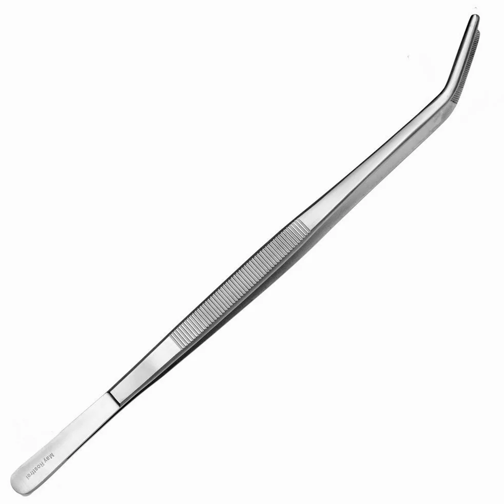 May – Juego de 10 Pinzas de terrario de 30 cm de Largo – Pinzas de alimentación – Pinzas de terrario – Acabado Curvado – Acero Inoxidable