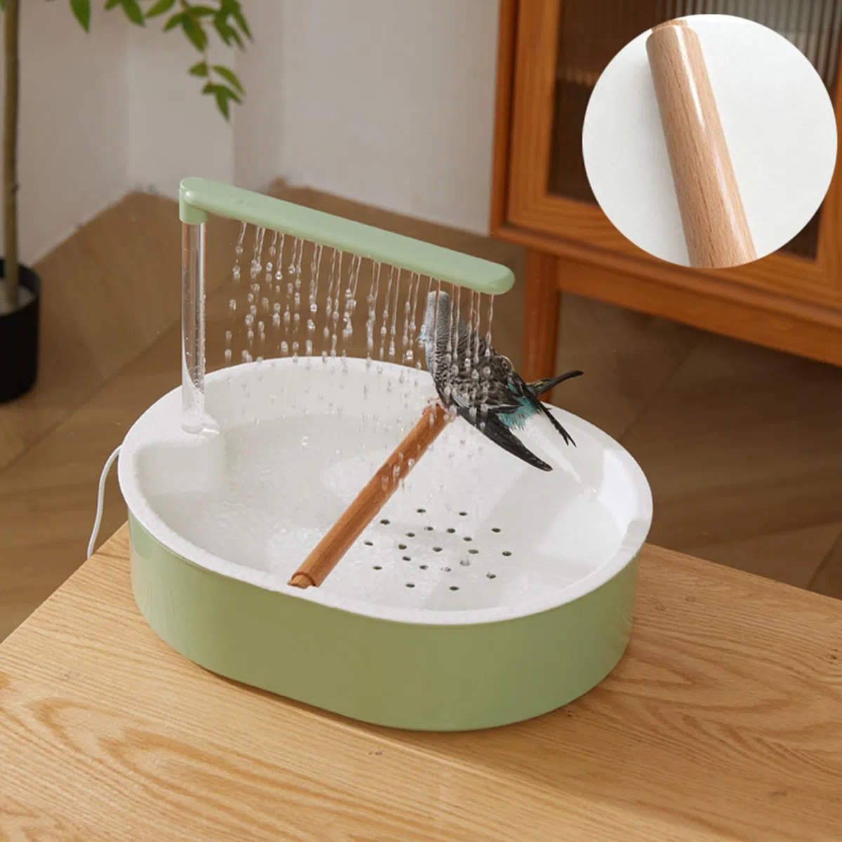 Baño De Jaula De Aves Bañera de Flujo Automático con 26 Agujeros para Aves | Tubo De Ducha Eléctrico Para Cacatúas Para Cacatúa, Periquito, Loro, Agapornis, Guacamayo Y Otras Aves