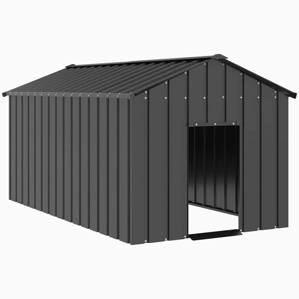 IKAYAA Caseta para Exteriores Grande, Caseta para Perros Acero Galvanizado 114x202x101 cm Gris Antracita