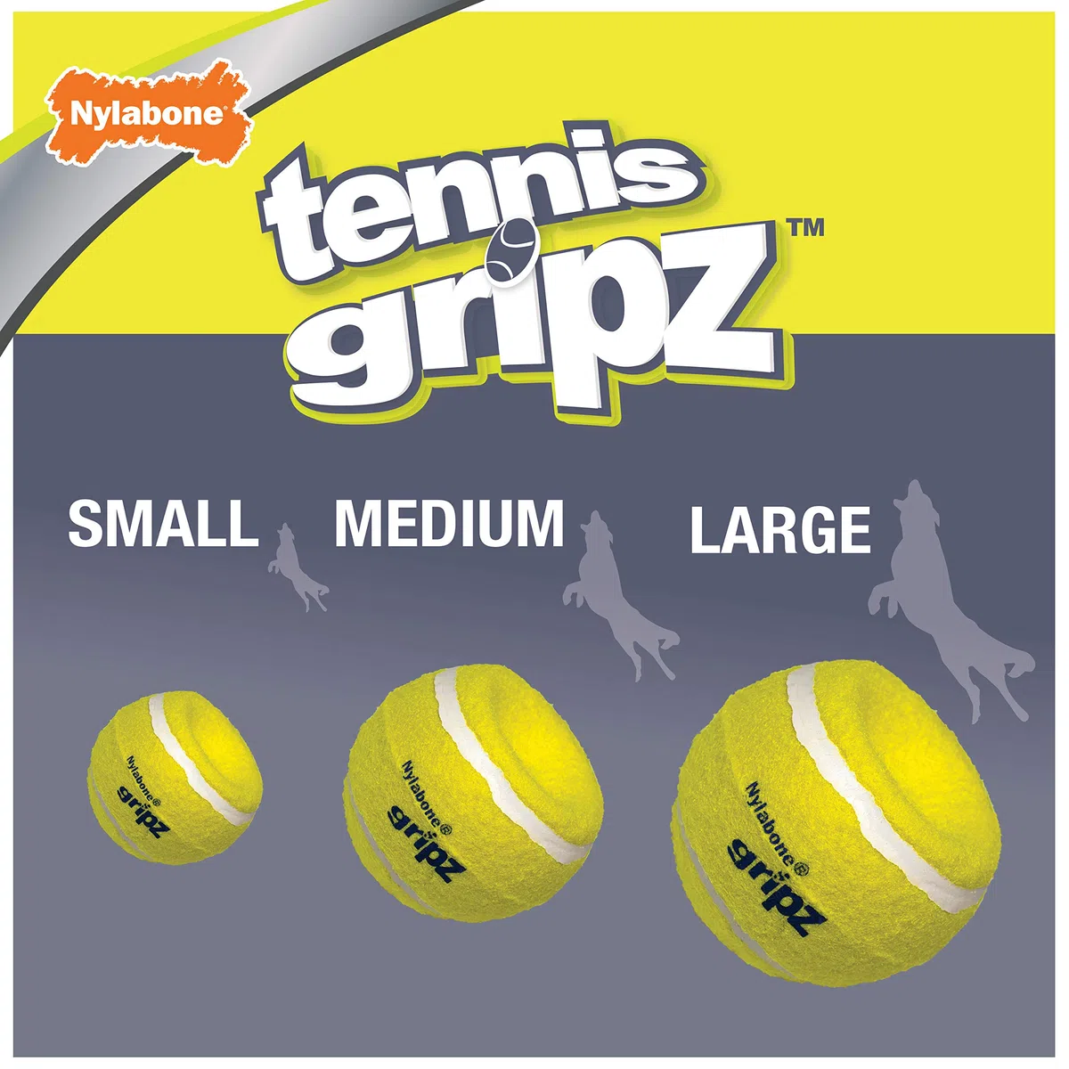 Nylabone Power Play - Pelota de tenis para perro, 3 unidades, tamaño mediano, 6,3 cm