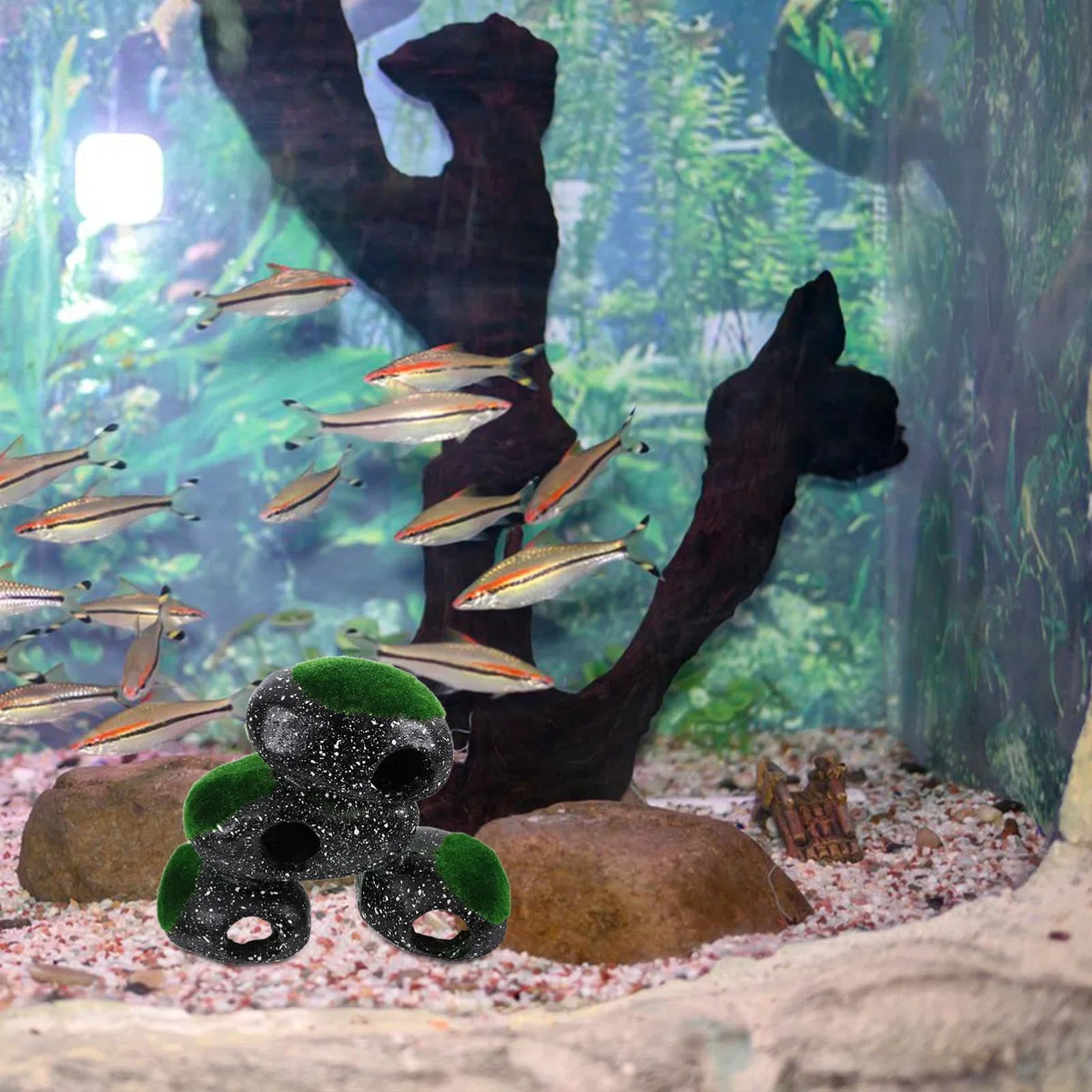 Happyyami 1pieza Decoración Acuario Creativa Refugio De Camarones y Peces Simulación De Piedra para Paisajismo Acuático