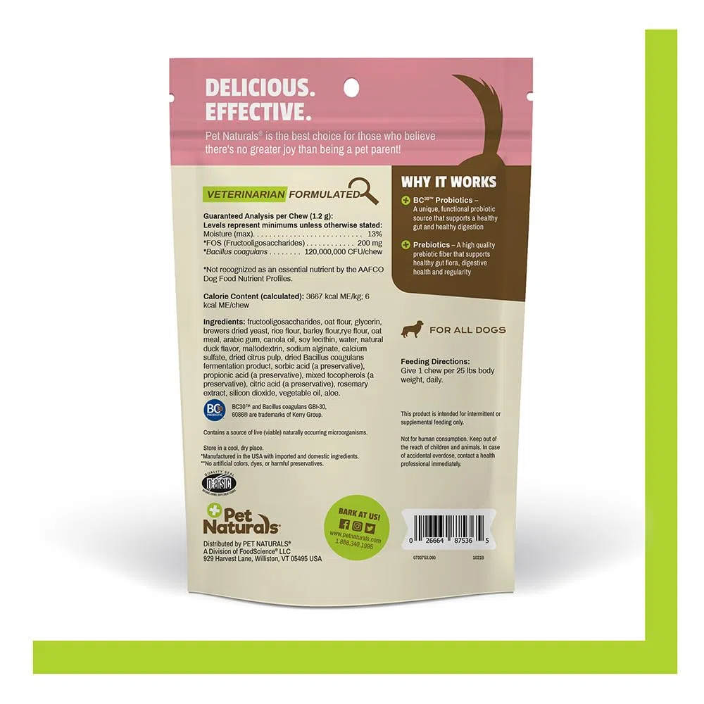 Mascota del Natural de Vermont Diario para Perros, para la Salud digestiva Probiótico Suplemento, 60 Bite tamaño Suave – Chucherías