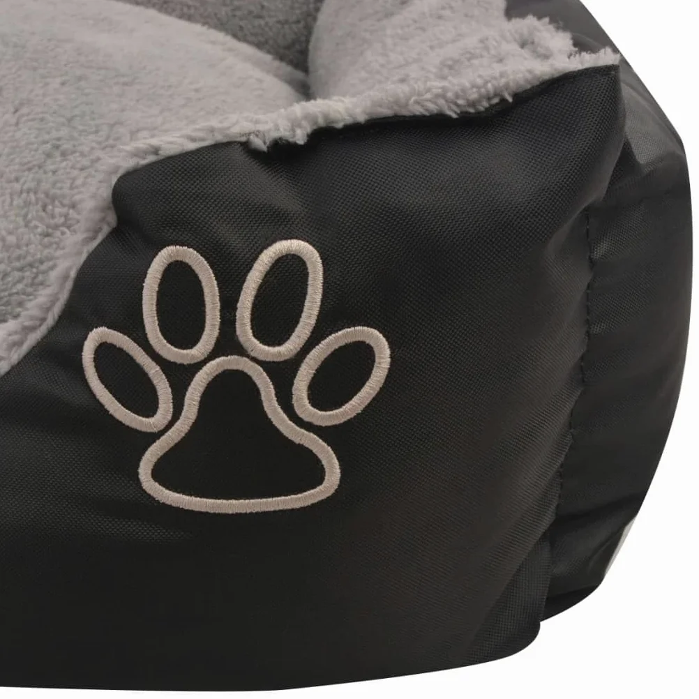 Cama para perros tamaño M negro 65 x 48 x 18 cm cama para mascotas con cojín acolchado de piel sintética para perros y gatos, tela Oxford antideslizante para interiores y cajas de transporte