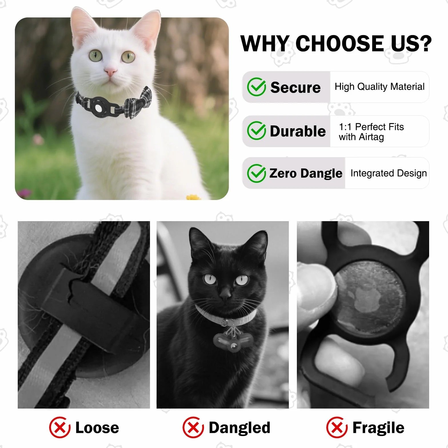Collar de gato Airtag con campanas y pajarita, bonita banda elástica de seguridad ajustable, collares para mascotas con soporte impermeable para Airtag, collares de gato con rastreador GPS