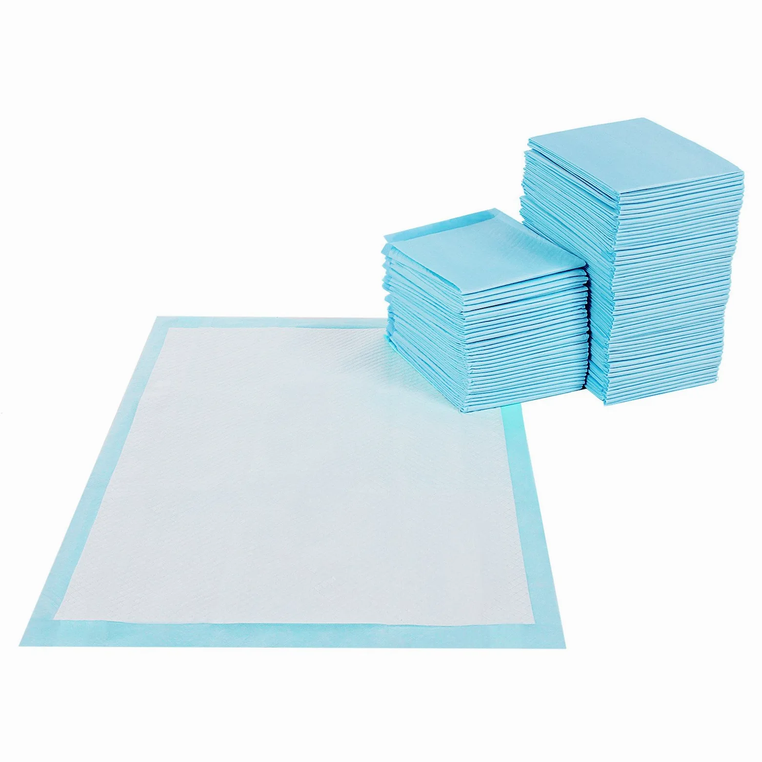 FEANDREA 100 Almohadillas para Perros, 90 x 60 cm, Superficie de Secado Rápido, Transpirables, 5 Capas a Prueba de Fugas, Azul y Blanco PTD90B