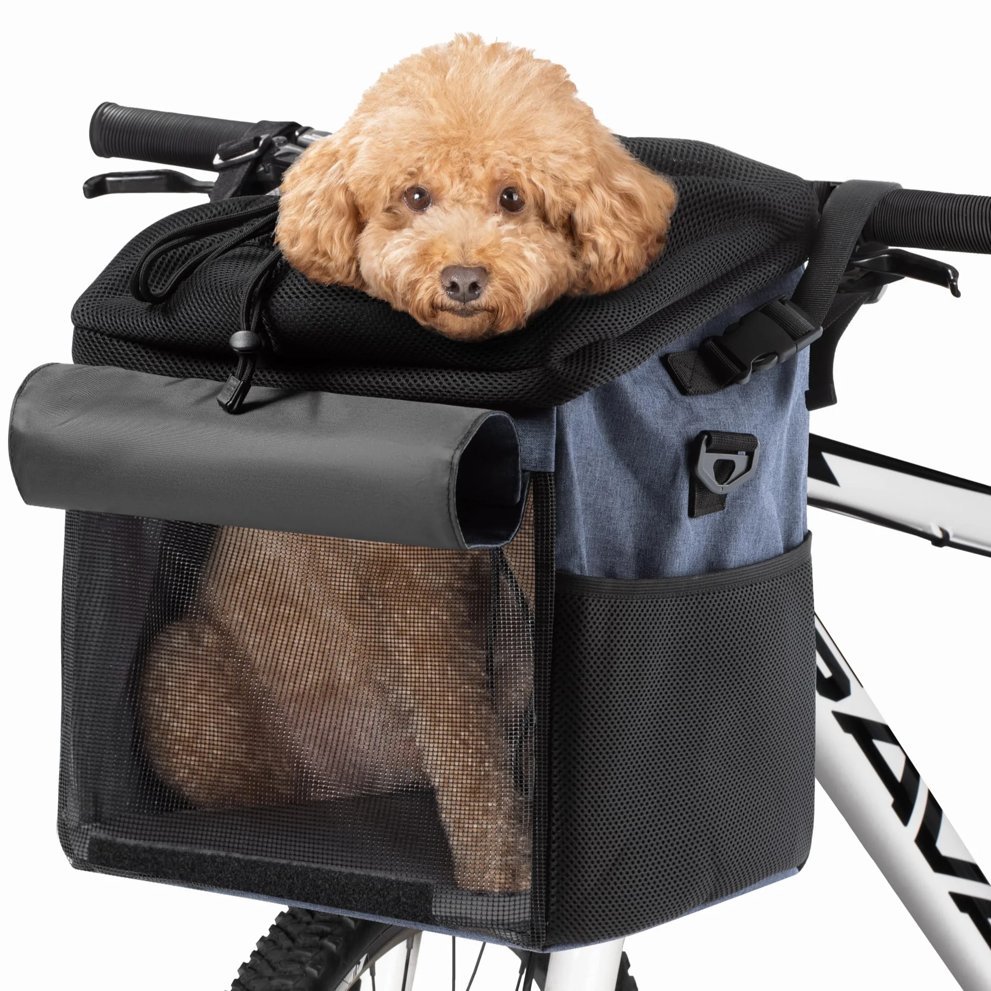 Navaris Bolsa de Perro para Bicicleta - Transportín Multiuso para Mascotas Gatos Perros - Cesta con Asas para Bici Transporte Viaje - Mochila Azul