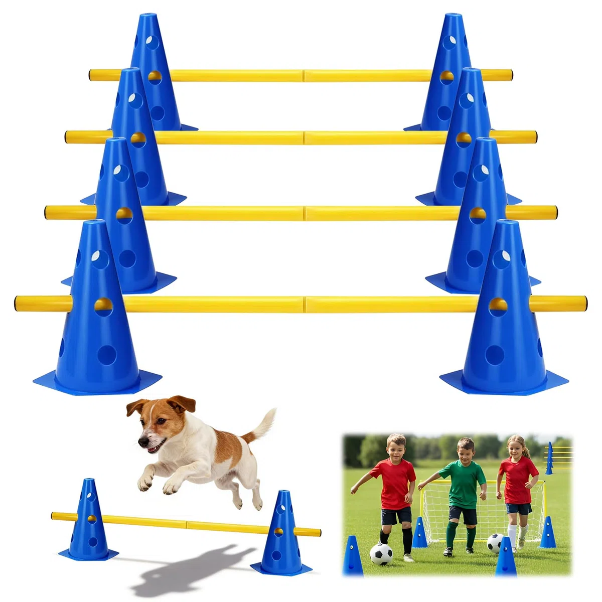 Agility Set Perros Mini Conos, Juego de Obstáculos para Perros Parkour, Obstáculos para Niños Agility Barrera de Obstáculos, Cono, para Entrenamiento de Mascotas, Ride de Obstáculos, Entrenamiento de