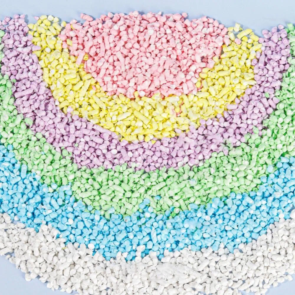 Arena de papel para hámsters, 1 kg, absorbente y sin polvo, para conejos, cobayas, jerbos y roedores pequeños, higiénica y cómoda, arco iris
