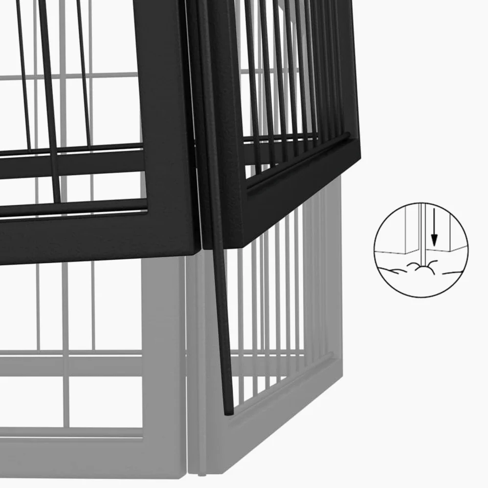46-TLG. Parque para perros de acero con recubrimiento en polvo, 50 x 100 cm, color negro con techo, parque seguro para cachorros y perros, plegable, ampliable, ideal para jardín, exterior e