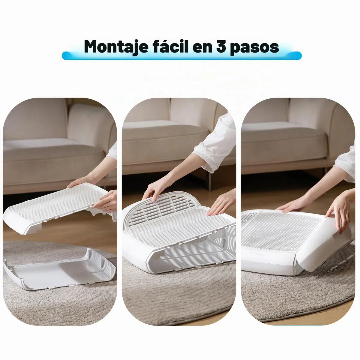 Neakasa Taburete con pedal para gatos con función de filtro, rampa de arena fácil de limpiar, atrapador de arena para caja de arena para gatos M1 con parte superior abierta, color blanco