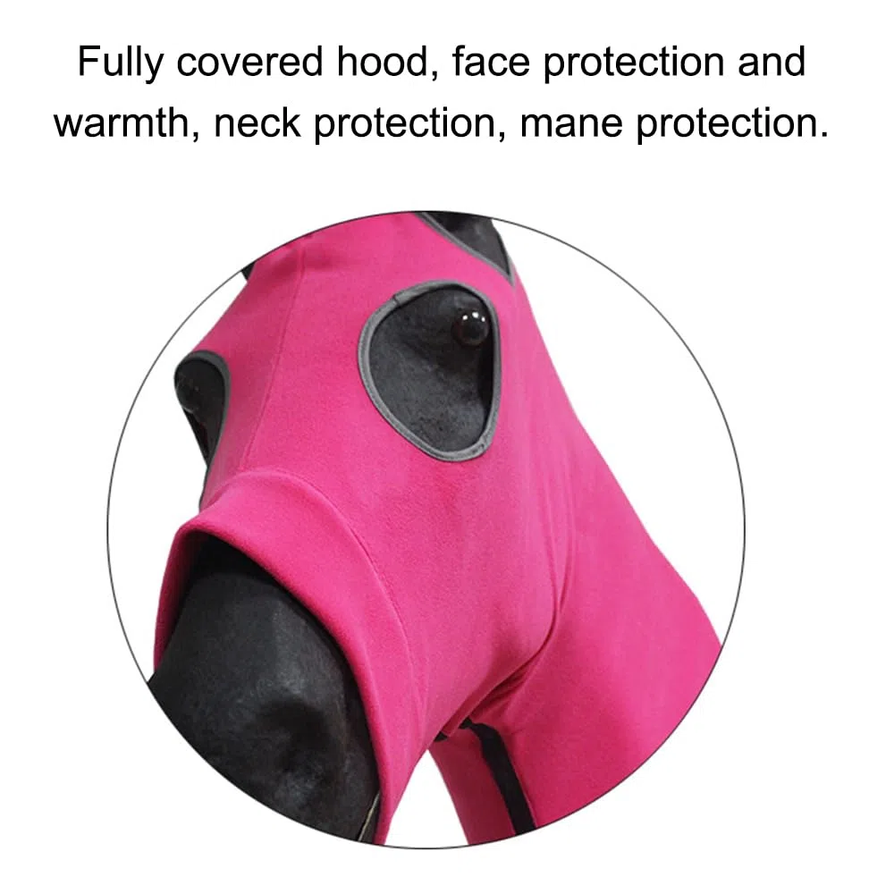 TopHomer Capucha de cabeza de caballo de forro polar suave, cómoda manga de cabeza de caballo con cremallera para proteger la melena, mantener el cuello caliente (negro/grande)