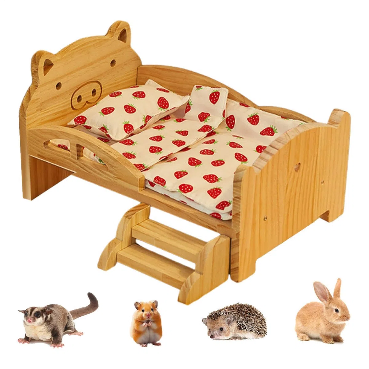 Cama Para Los Hurones de Madera para Dormir de Mascotas Pequeñas | Cama Habitable de Madera para Pequeños Roedores Enanos para Hámster, Cobaya, Erizo, Chinchilla, Jerbo, Conejo y Hurón