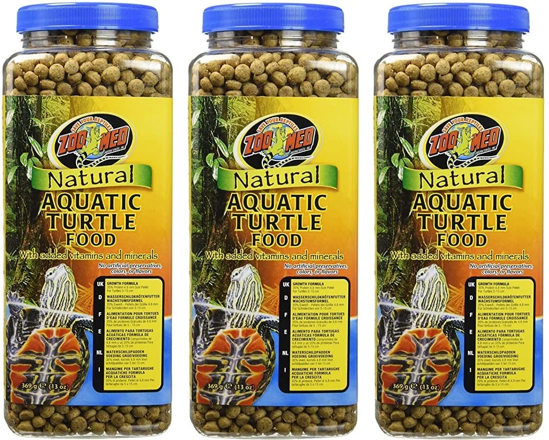 Zoo Med Natural Aquatic Turtle Food Pellets with Vitamin Minerals 13 oz - 3 Pack
