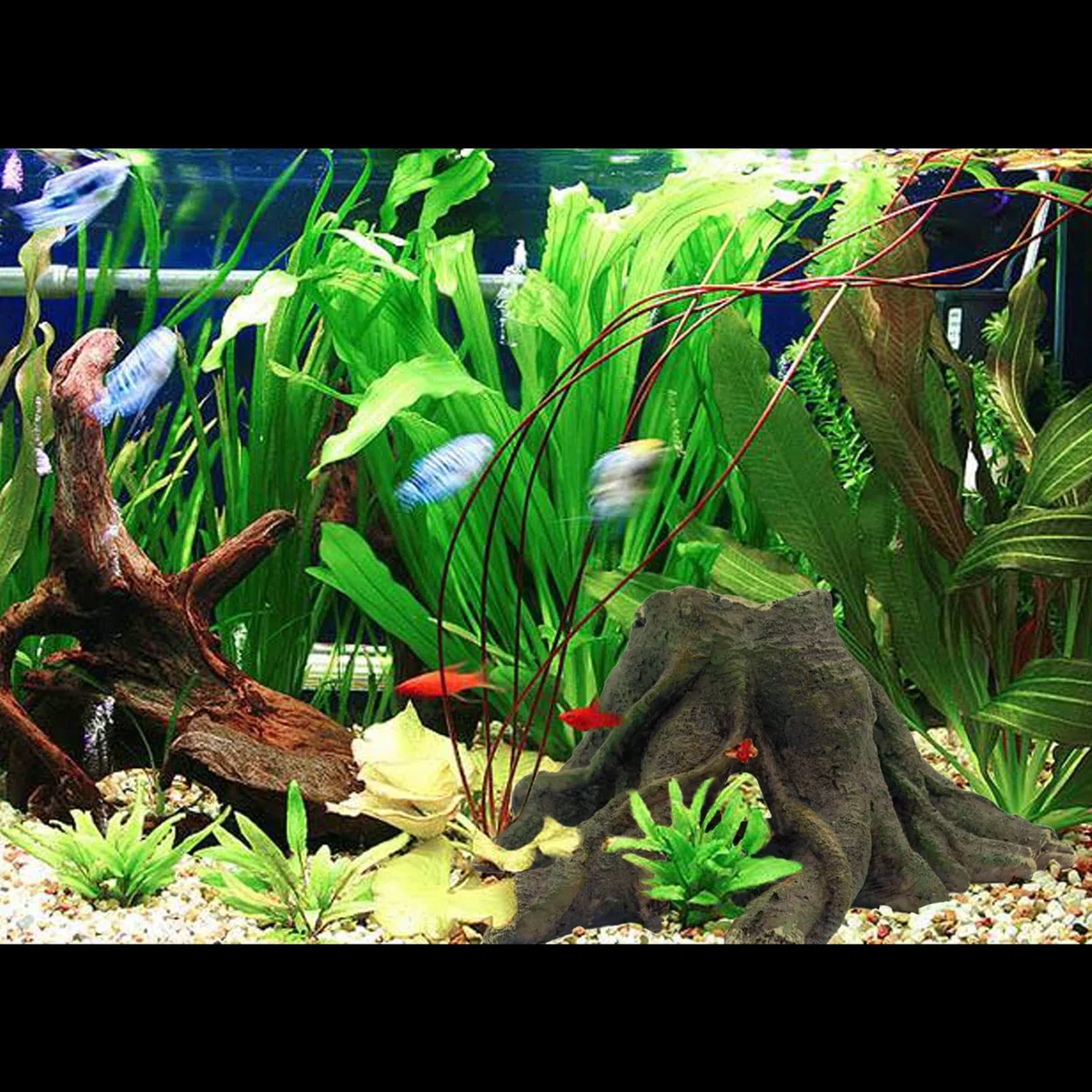 Decoración de tocón de árbol de acuario, tronco de resina de tronco, tronco hueco, tronco de madera flotante, casa de pecera, adorno de paisajismo, agujeros para escondite para agujeros de peces