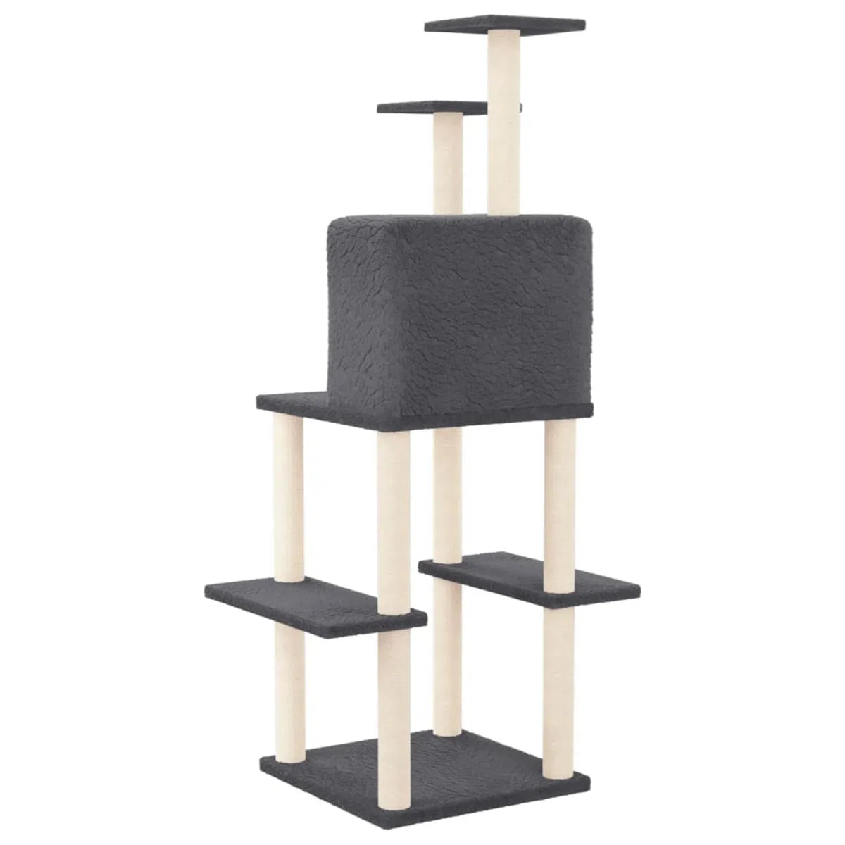 ShGaxin Rascador para Gatos con Postes de sisal, Rascador Gato, Arbol Rascador para Gatos, Gatos Accesorios, Torre Gatos, Arranhador para Gatos, Casa para Gatos, Gris Oscuro 144,5 cm