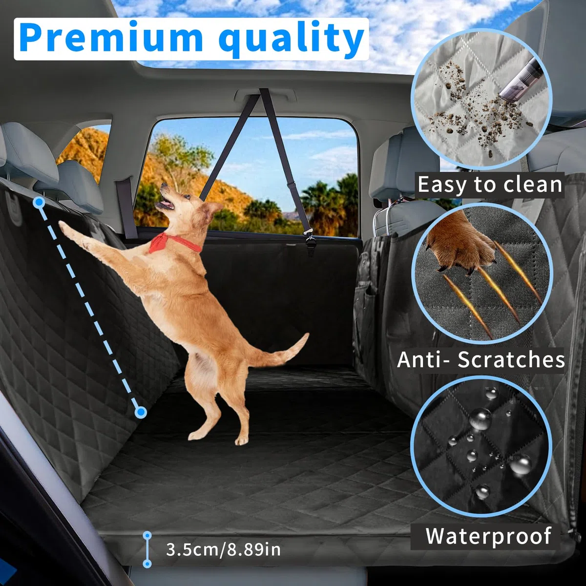 BingoPaw Funda Perro Coche Engrosado Protector Asientos Trasero Cubre Asientos Mascotas Car Dog Back Seat Cover Impermeable Protectora Grande Alfombra Universal Cubierta Asientos de Coche Perro