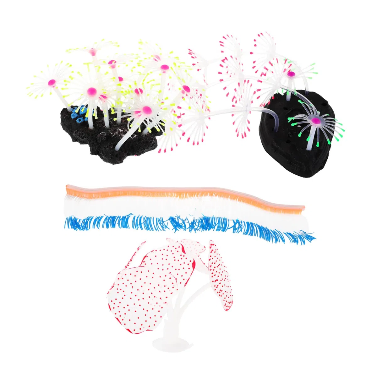 TOYANDONA 4 Piezas Decoración de Coral Resina Luminosa para Acuario de Efecto Brillante Automático Nocturno Ornamentos Flexibles para Paisajismo de Pecera Fácil Mantenimiento