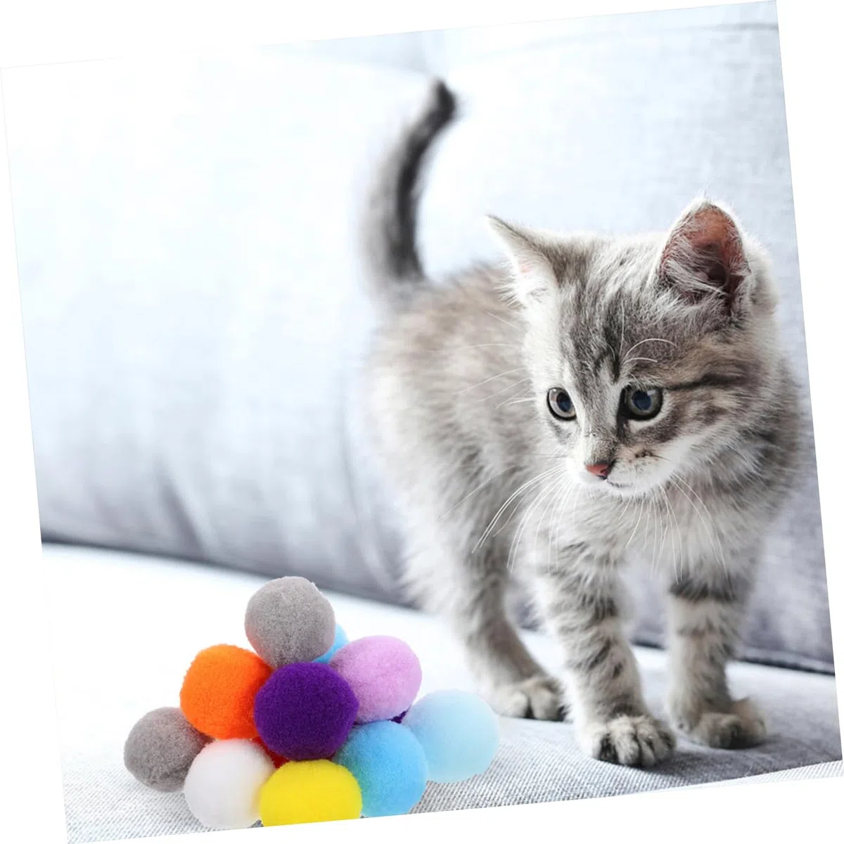 Kisangel 400 Piezas Pelota de Juguete para Gatos Gato de Peluche de Juguete Gato masticando Bolas Juguetes para Mascotas de Juguete para Gatos de Interior Bolas de Peluche Felpa
