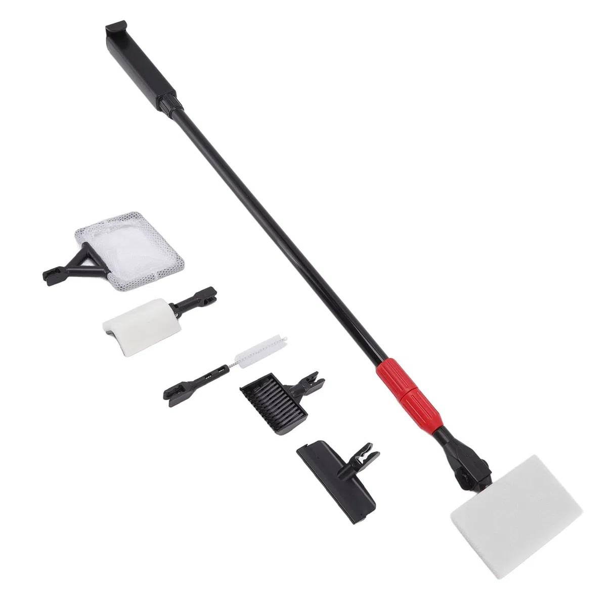 Kit de Herramientas de Limpieza de Acuario, Juego 6 en 1, Telescópico, Raspador de Algas, Cepillo, Esponja de Red para Peces para Entusiastas de los Peces