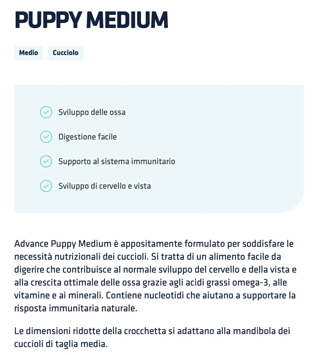Advance - Comida seca completa para cachorros de talla media, 12 kg, sabor a pollo, 1 paquete de 12 kg