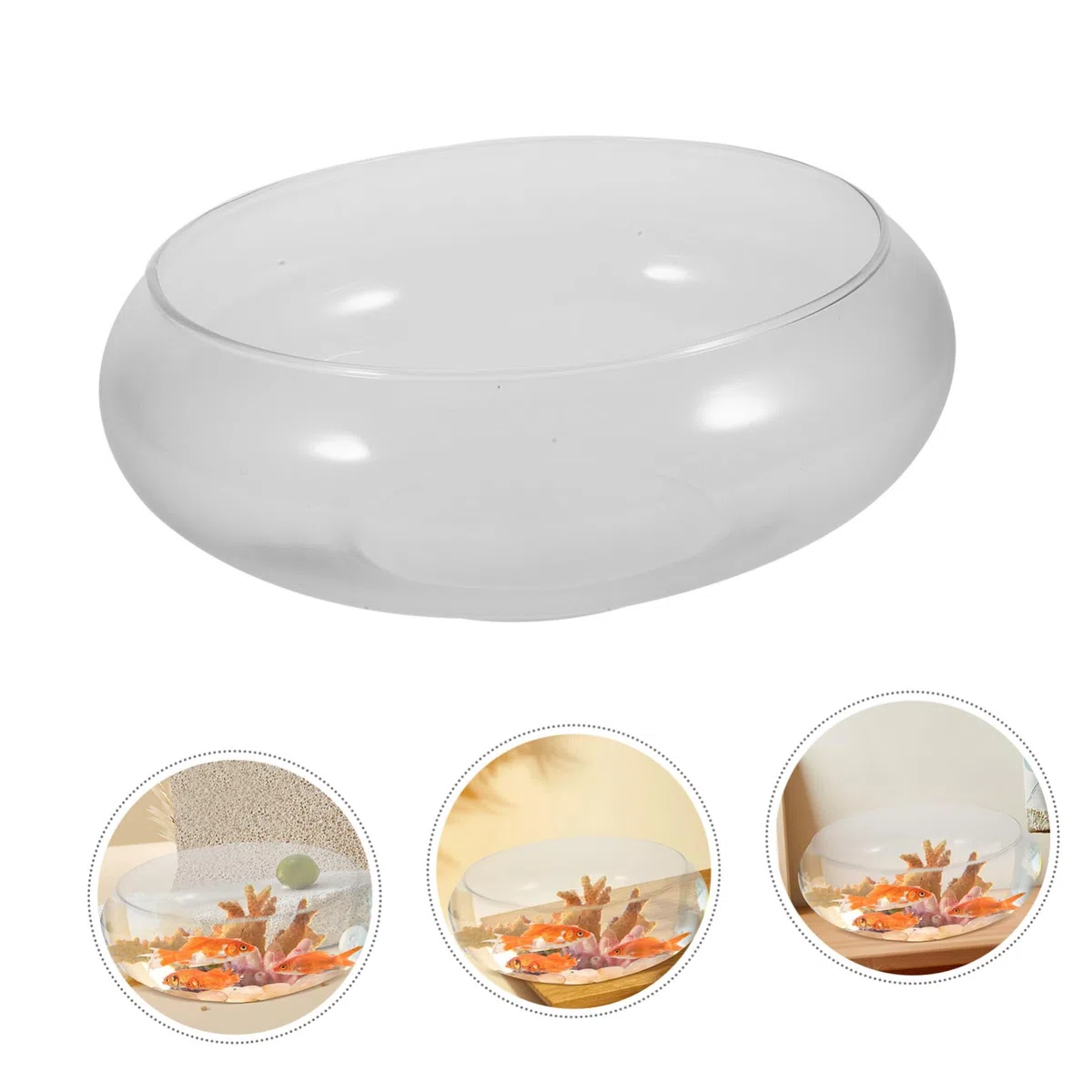 SUPVOX Pecera Redonda Transparente de para Oficina Cuenco Decorativo Multifuncional para Peces y Hidropónicas Acuario Pequeño Caídas para Escritorio