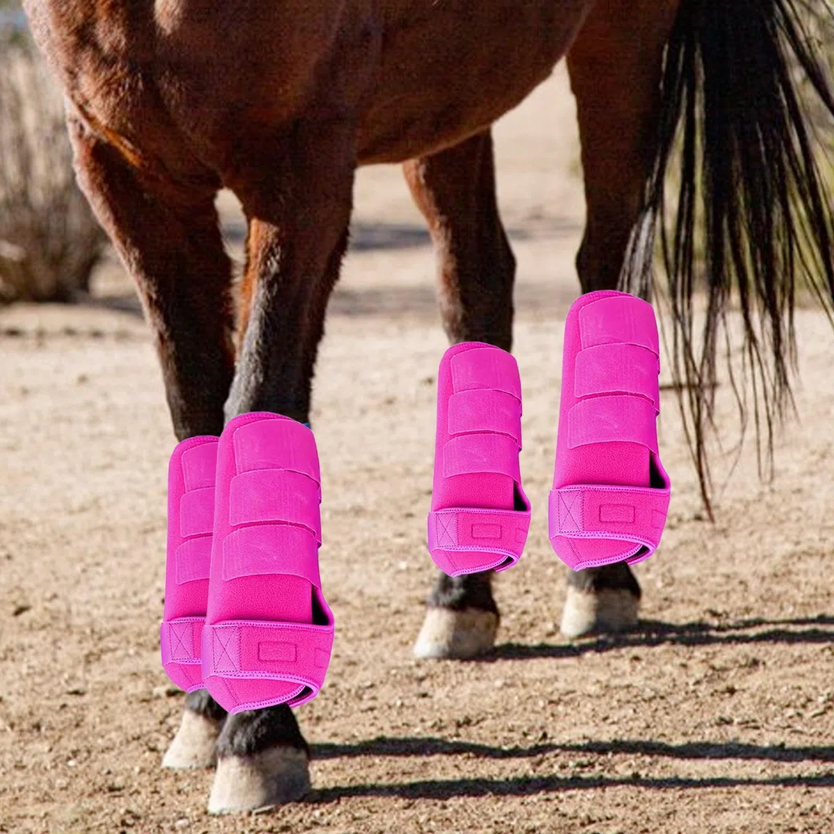 Conjunto de Protección para Las Piernas de 4 Piezas para Botas de Caballo, Ajustable, Cómodo, de Neopreno, Transpirable, Protección para Las Piernas P