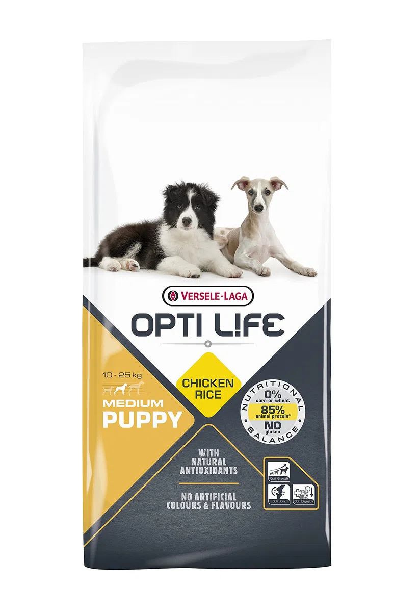 VERSELE-LAGA - OPTI Life Puppy Medium - Pienso para Cachorros - Razas Medianas - 12,5kg (Razas Medianas, 12,5kg)