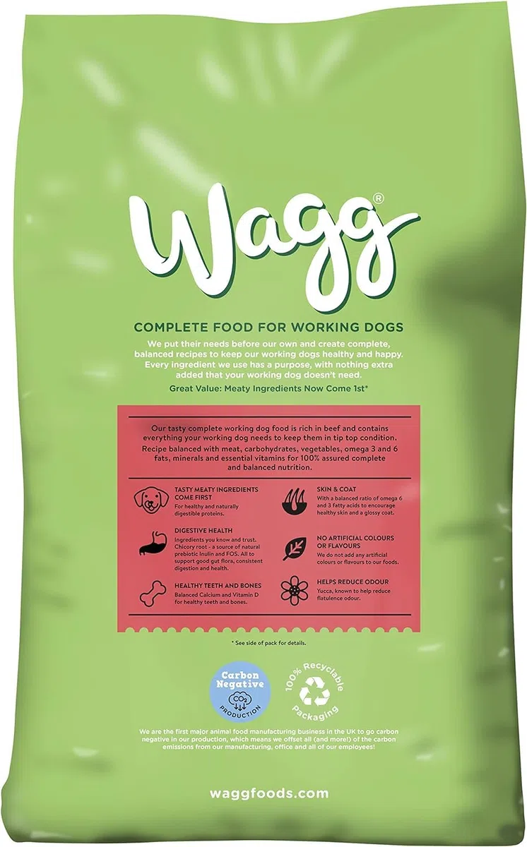 Wagg Active Goodness Alimento seco Completo para Perros Adultos con Carne y Verduras, 12 kg, para Todas Las Razas de Perros de Trabajo Activos