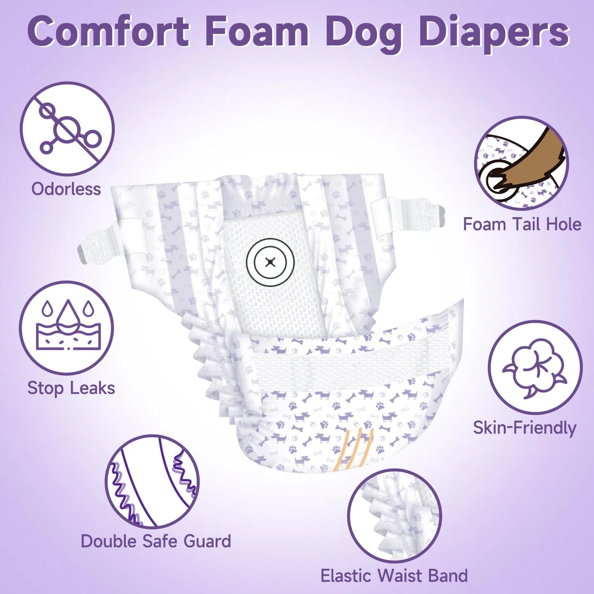 MICOOYO Pañales para perros femeninos, 40 unidades, pantalones desechables para perros con agujero trasero ajustable, pañales súper absorbentes para hembras y gatos en temporada de calor para