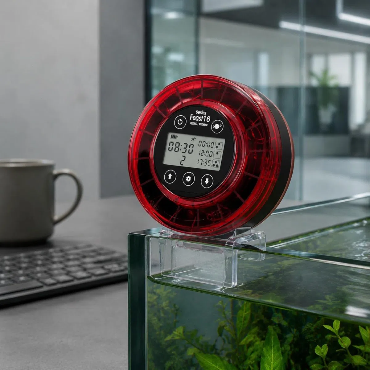 Alimentador Automático Peces Control Preciso Dispensador Automático Comida Peces a Prueba de Humedad Alimentador, Rojo, Style to 1
