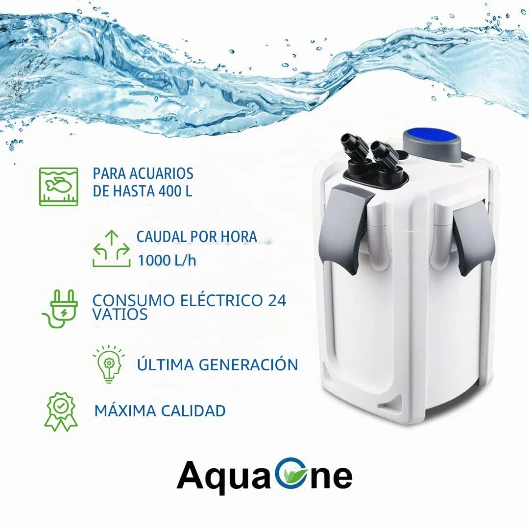 Acuario exterior filtro HW de 702 a 15 W 1000 l/h hasta 400L Platillos + Filtro material