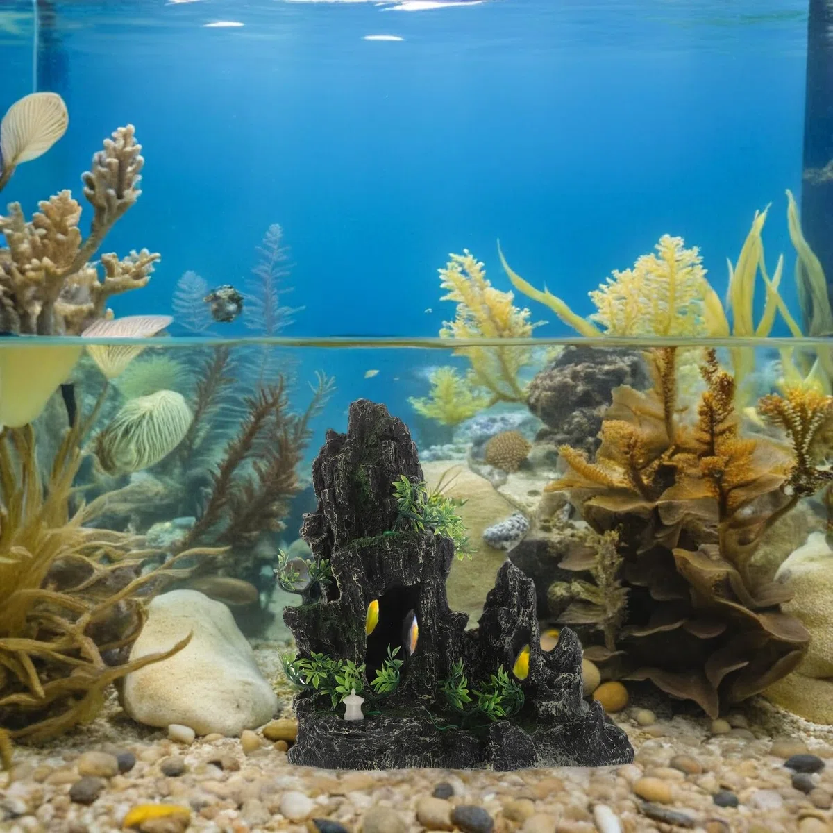 DOITOOL Decoración Pecera Piedra Artificial Resina Cueva Escondite para Peces y Camarones Refugio Seguro para Acuarios Pequeños y Grandes Equilibrado