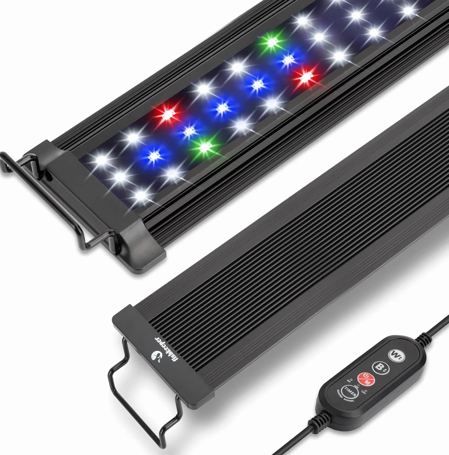 Iluminación de acuario, iluminación LED de espectro completo de acuario, 10 niveles de brillo ajustables, 22 W 24/7 modo de iluminación para cualquier clima, con soporte retráctil para acuarios de