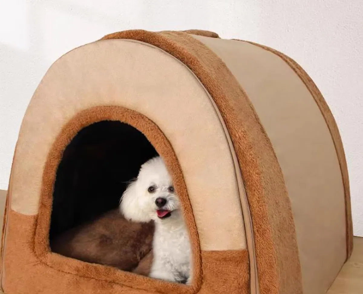 Cama para perros grandes 2 en 1, casa mullida para perros XL/XXL, lujoso refugio para mascotas de interior con asa, camas calmantes antiansiedad para perros y gatos, acogedora casa cueva para