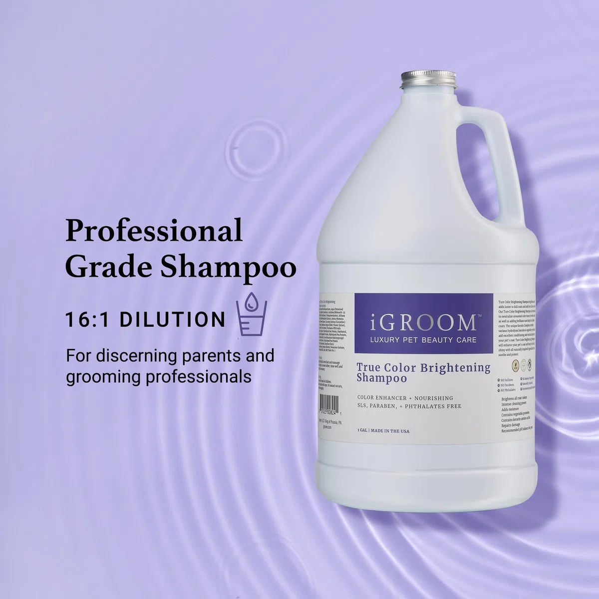 iGroom True Color - Champú para perros, cuidado de belleza de mascotas de lujo, mejora el color natural del pelaje, queratina + proteínas vegetales que añaden humedad, fabricado en Estados Unidos, 3.8