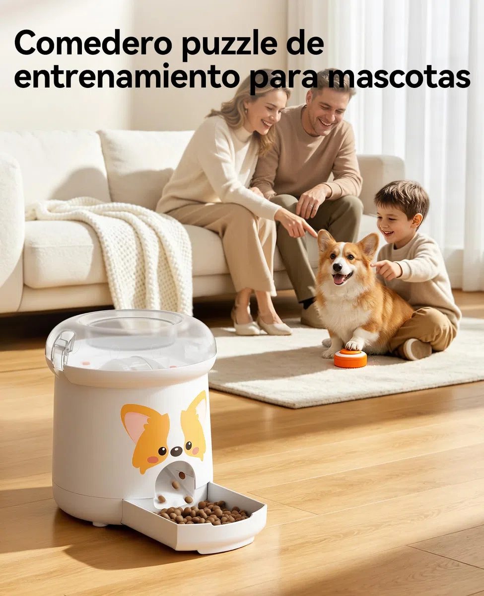 ROJECO Juguete Puzzle para Perros y Gatos, Dispensador de Golosinas Interactivo con Mando a Distancia 30m, Grabación de Voz, Capacidad 300ml, Recargable USB-C, Anti-Estrés y Estimulación Mental