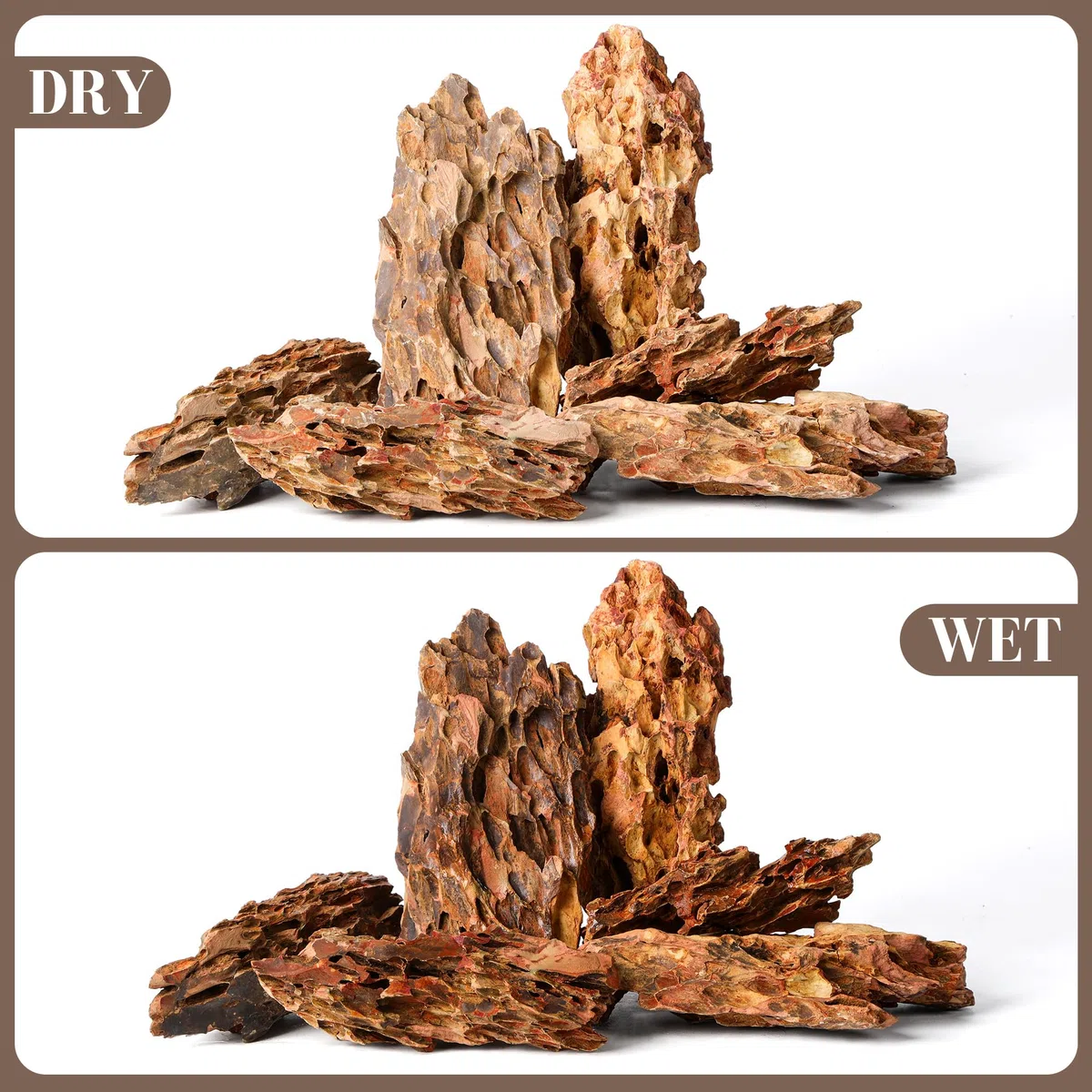 Piedra Dragon Natural 15,5-20,5 cm, Juego de 6 Piedras Grandes para Aquascaping, Terrarios y Decoración de Acuarios