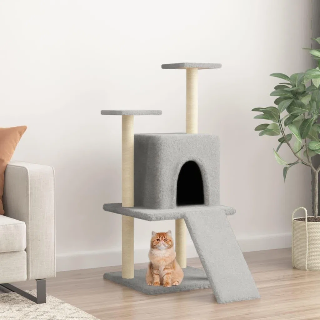 Rascador para Gatos con Postes de sisal Gris Claro 110 cm, ZEYUAN Rascador Gato, Arbol Rascador para Gatos, Gatos Accesorios, Torre Gatos, Arranhador para Gatos, Casa para Gatos