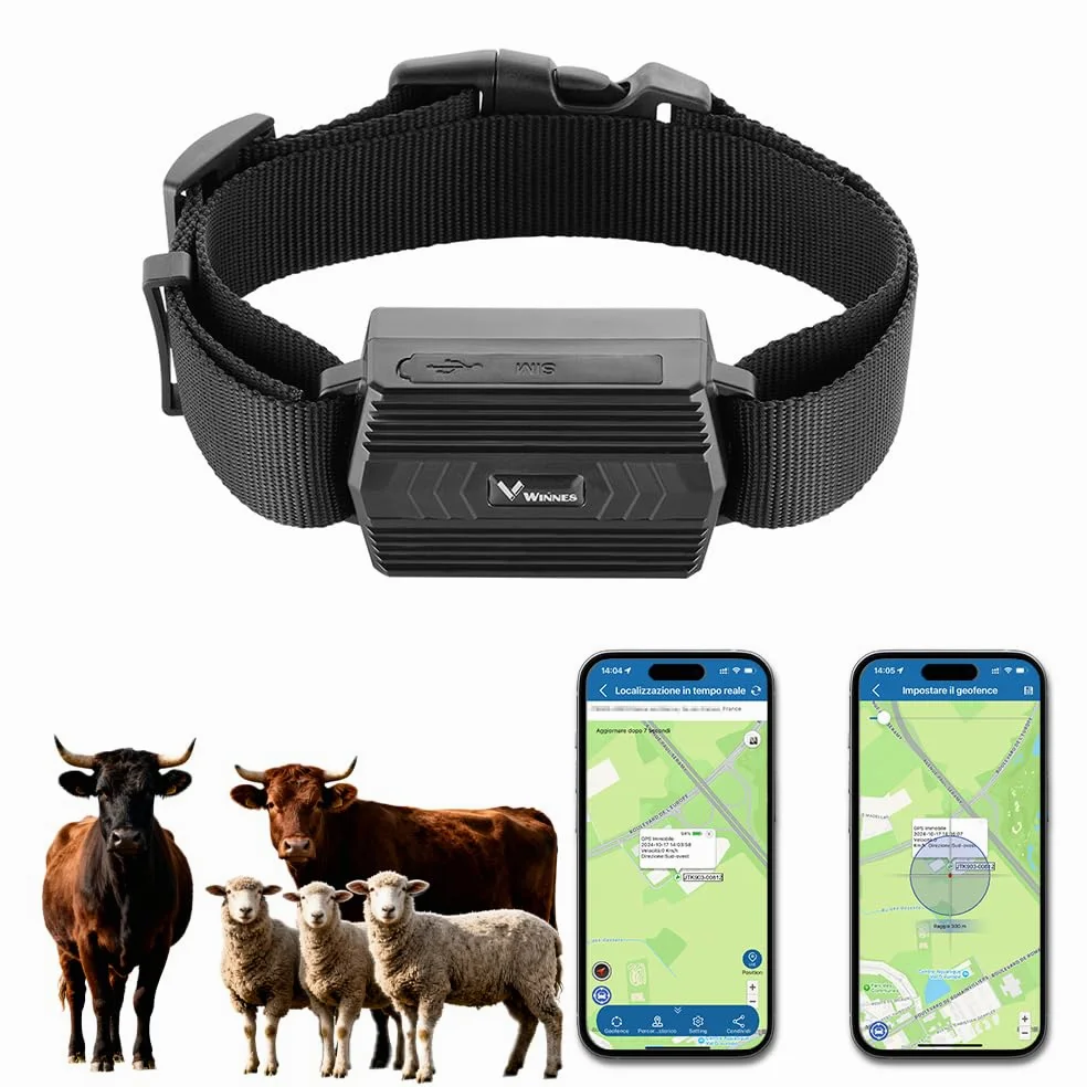 TKMARS Collar GPS 4G para Perros de Caza Caballos Vacas Ovejas 3000mAH Batería Localizador GPS para Animales Grandes Resistente al Agua IP66 Seguimiento en Tiempo Real, Alerta de Geocerca TK935
