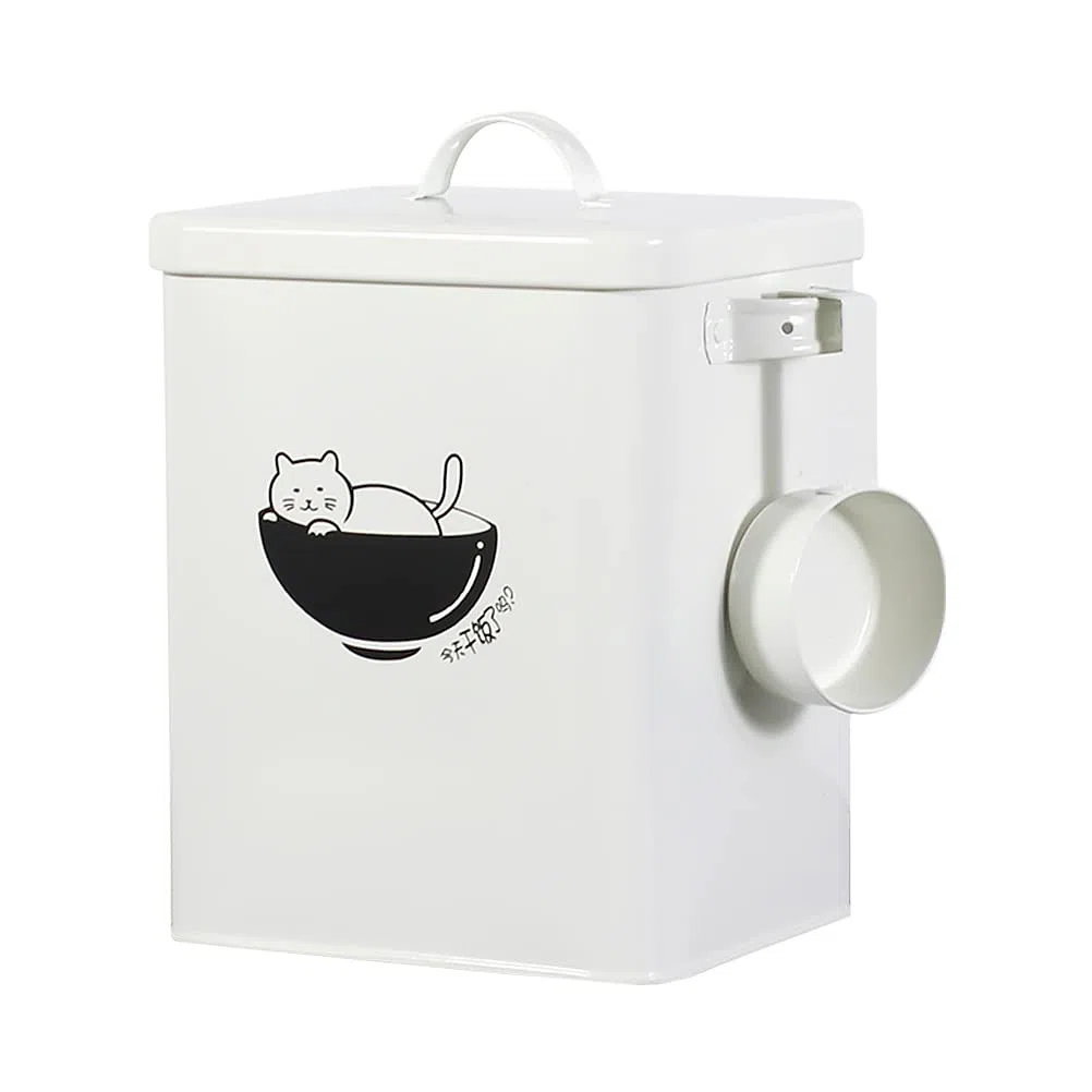 HOMSFOU Cubo de Comida para Gatos y Perros Cierre Hermético, Contenedor de Almacenamiento de Alimentos para Mascotas Resistente Humedad, Capacidad Mediana para Guardar Pienso y Snacks,