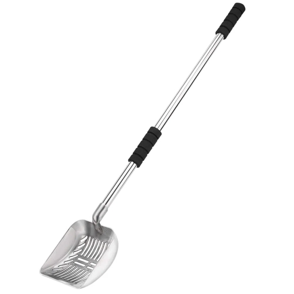 Cuchara De Arena para Gatos De Metal con Pala Profunda Y Mango Largo Tamiz De Arena para Gatos Antiadherente De Acero Inoxidable Desmontable