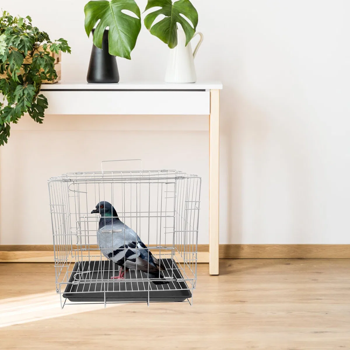 Jaula de Cría para Palomas de Gran Capacidad 35x25x30 Cm, Acero Inoxidable Bandeja Extraíble, Jaula Espaciosa para Pájaros Domésticos y Suministros para Aves